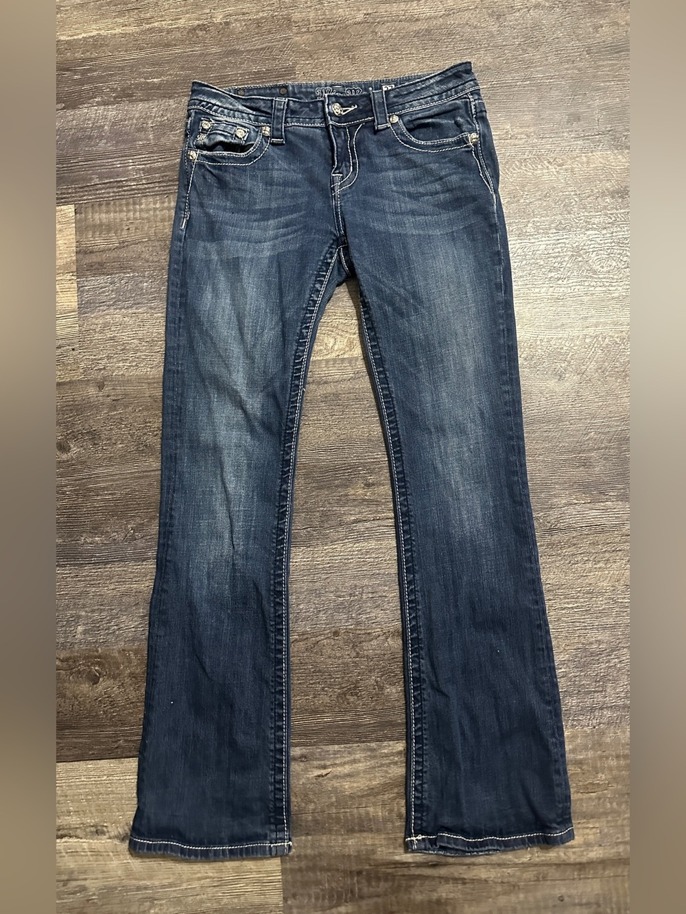 Y2K Miss Me Embellished Rhinestone Buckle Cross Jeans Size 27